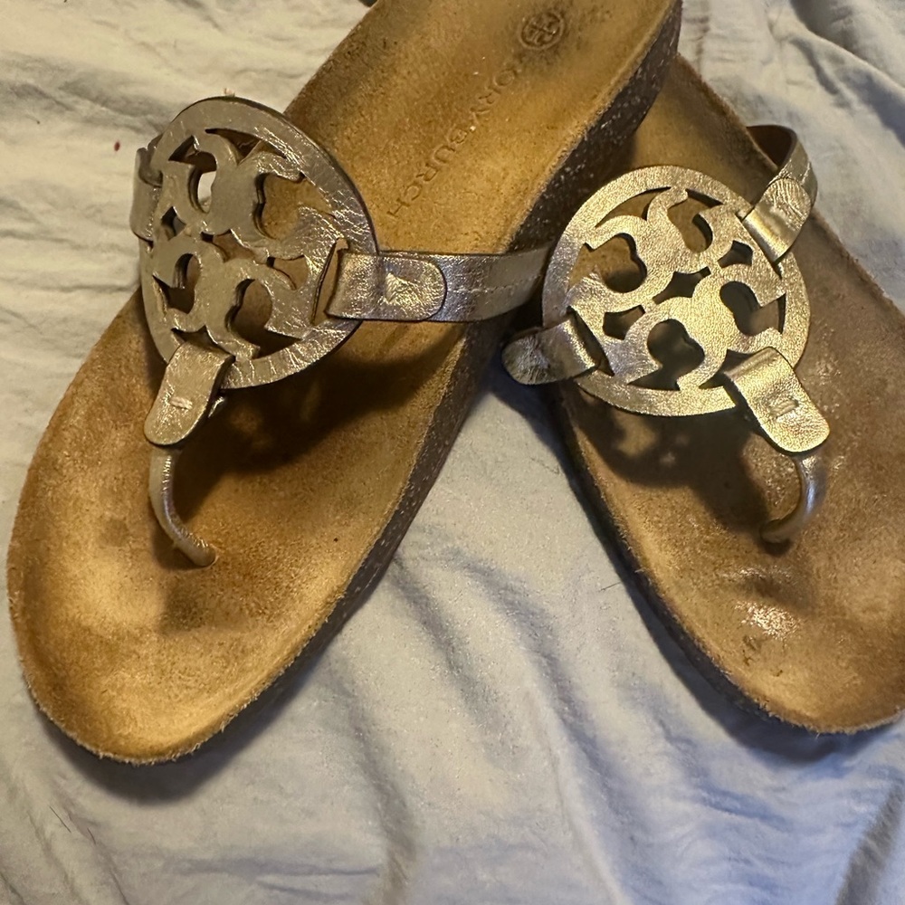 Tory Burch Metallic Silver Sandals